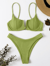 Conjunto de bikini acanalado con aros